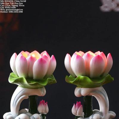 CHÂN SỨ ĐẾ NẾN HOA HỌA TIẾT HOA SEN